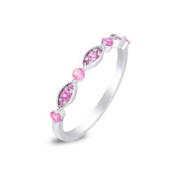 0,33 Karat Pembe Safir Yüzük - 2