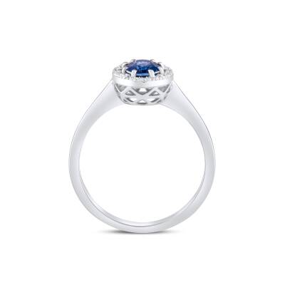 1,11 Karat Pırlantalı Oval Safir Yüzük - 3